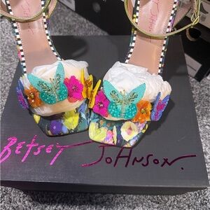 Betsey Johnson Floral Butterfly Heels - Multicolor